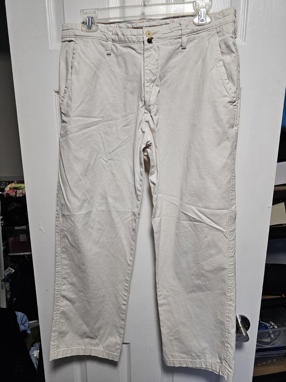 Robert Graham 5 pocket Classic Cotton Chino Pants Khaki Beige sz 32/34 men
